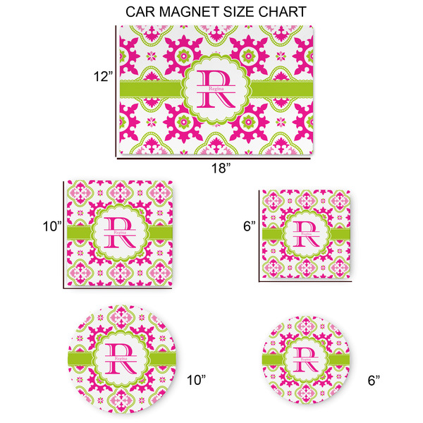 Suzani Floral Car Magnets - SIZE CHART