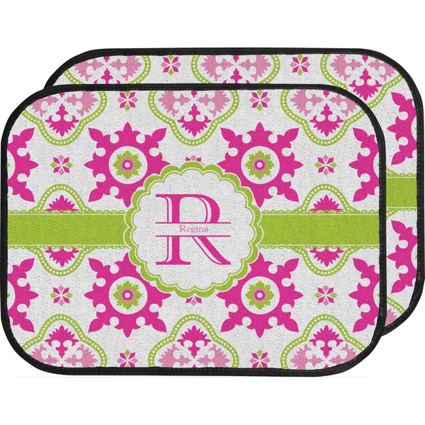 Custom Suzani Floral Car Floor Mats (Back Seat) (Personalized)