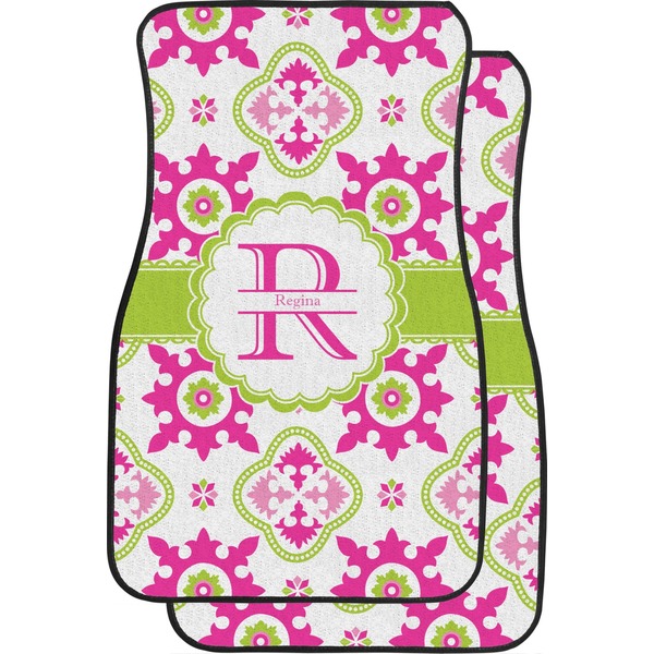 Custom Suzani Floral Car Floor Mats (Front Seat) (Personalized)
