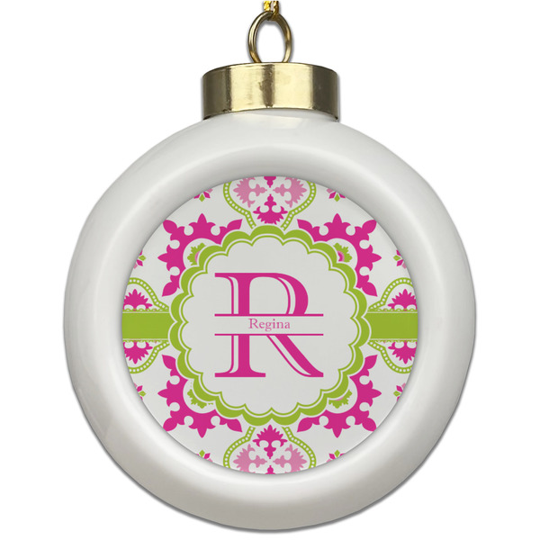 Custom Suzani Floral Ceramic Ball Ornament (Personalized)
