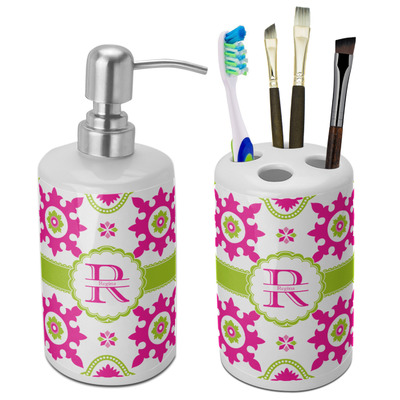 Suzani Floral Ceramic Bathroom Accessories Set (Personalized)
