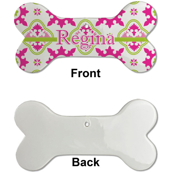 Suzani Floral Ceramic Flat Ornament - Bone Front & Back Single Print (APPROVAL)