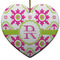 Suzani Floral Heart Ceramic Ornament w/ Name and Initial