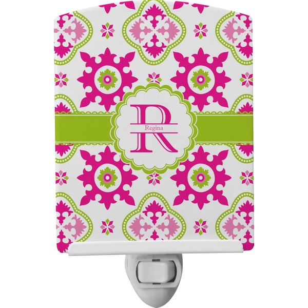Custom Suzani Floral Ceramic Night Light (Personalized)