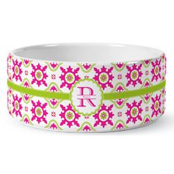Suzani Floral Ceramic Dog Bowl (Personalized)