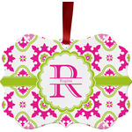 Suzani Floral Metal Frame Ornament - Double Sided w/ Name and Initial