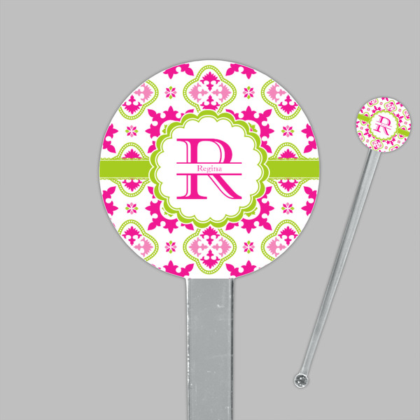 Suzani Floral Clear Plastic 7" Stir Stick - Round - Closeup