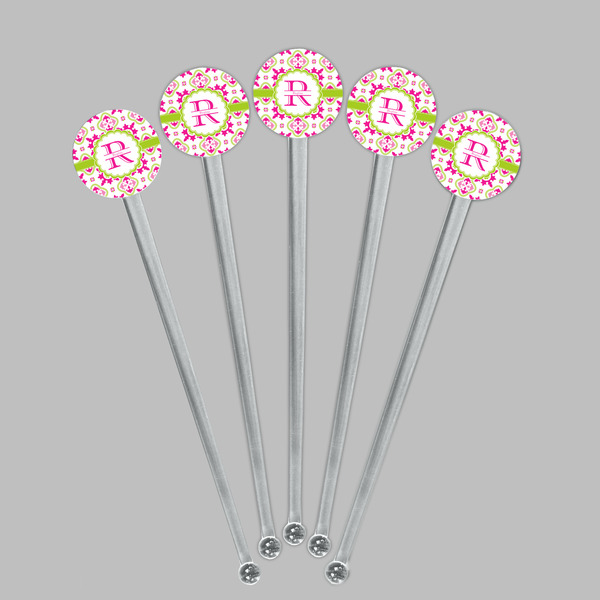 Suzani Floral Clear Plastic 7" Stir Stick - Round - Fan View