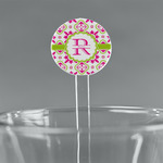 Suzani Floral 7" Round Plastic Stir Sticks - Clear (Personalized)