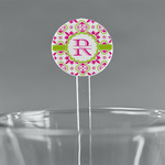 Suzani Floral 5.5" Round Plastic Stir Sticks - Clear (Personalized)