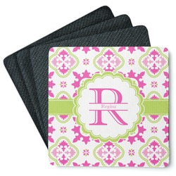 Suzani Floral Square Rubber Backed Coasters - Set of 4 (Personalized)