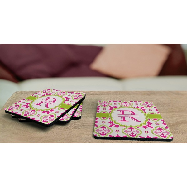 Suzani Floral Coaster Rubber Back - On Coffee Table