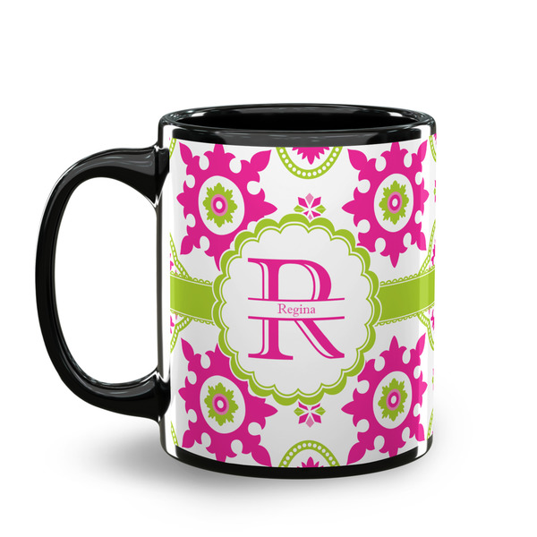 Suzani Floral Coffee Mug - 11 oz - Black