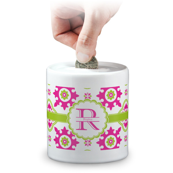Custom Suzani Floral Coin Bank (Personalized)