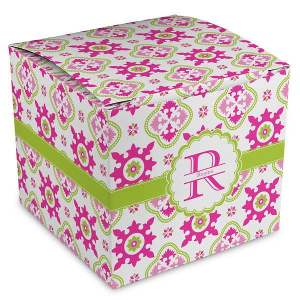 Custom Suzani Floral Cube Favor Gift Boxes (Personalized)