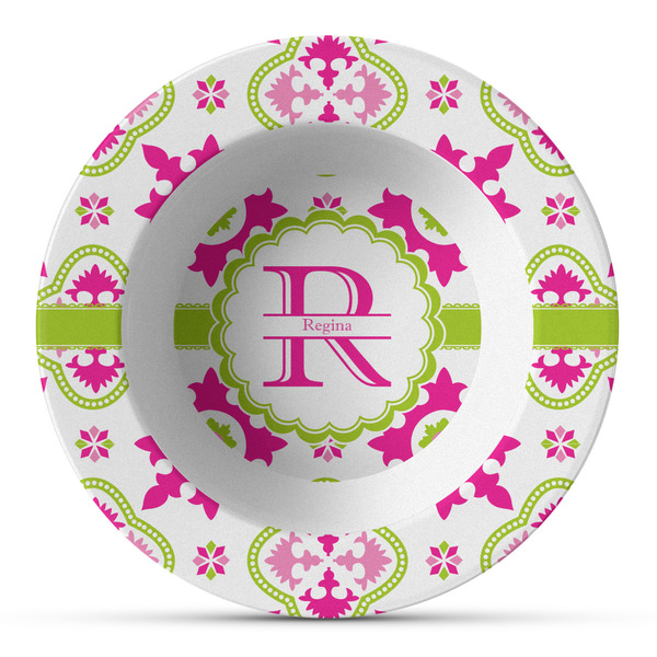 Custom Suzani Floral Plastic Bowl - Microwave Safe - Composite Polymer (Personalized)
