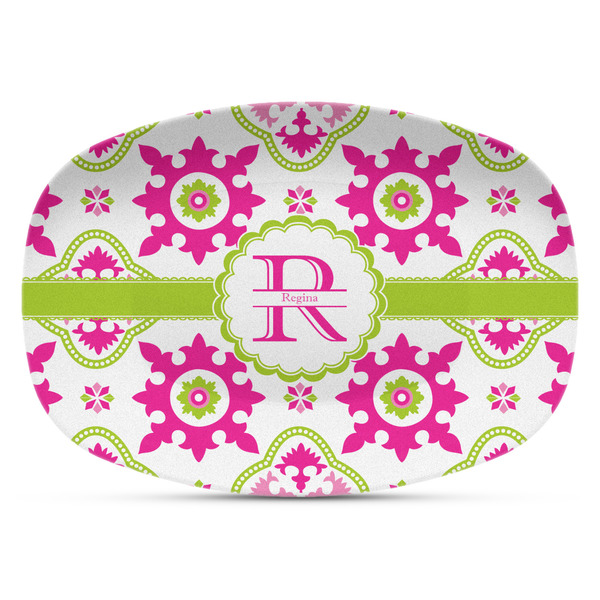 Custom Suzani Floral Plastic Platter - Microwave & Oven Safe Composite Polymer (Personalized)