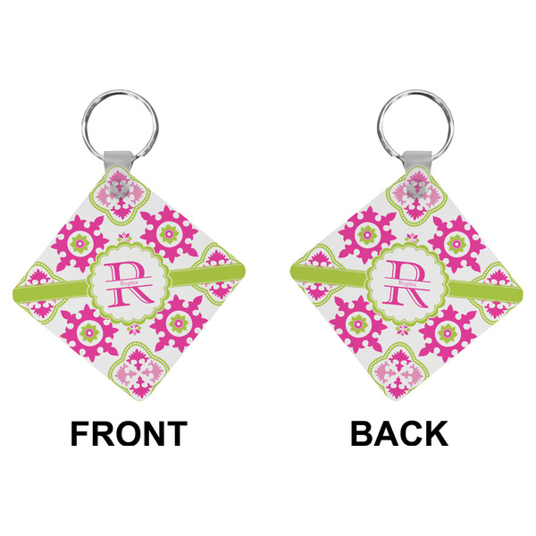 Suzani Floral Diamond Keychain (Front + Back)