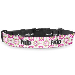 Suzani Floral Deluxe Dog Collar - Medium (11.5" to 17.5") (Personalized)