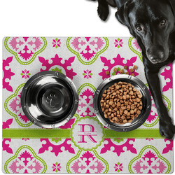 Suzani Floral Dog Food Mat - Large w/ Name and Initial