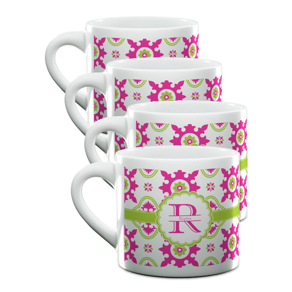 Custom Suzani Floral Double Shot Espresso Cups - Set of 4 (Personalized)