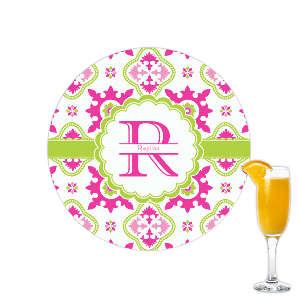 Custom Suzani Floral Printed Drink Topper - 2.15" (Personalized)