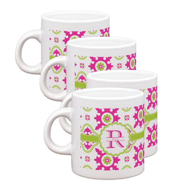 Custom Suzani Floral Single Shot Espresso Cups - Set of 4 (Personalized)