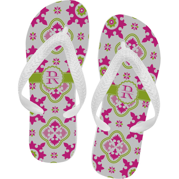 Custom Suzani Floral Flip Flops - Large (Personalized)