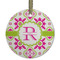Suzani Floral Frosted Glass Ornament - Round