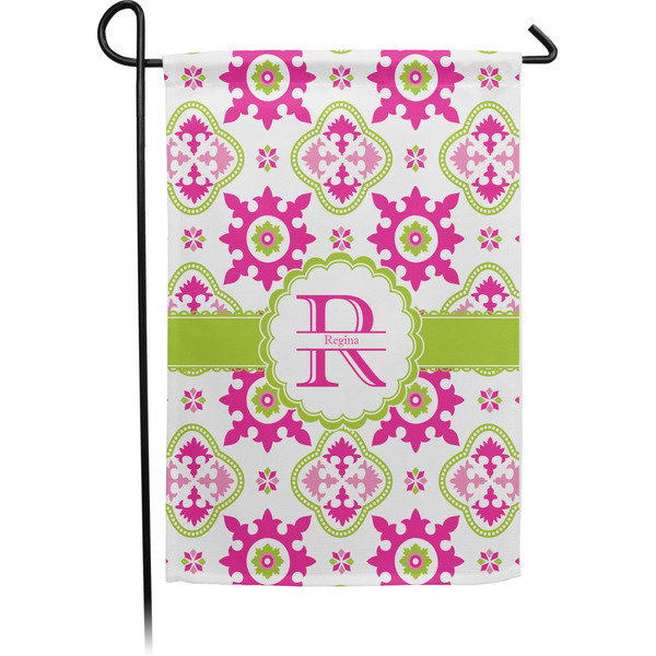 Custom Suzani Floral Small Garden Flag - Single Sided w/ Name and Initial