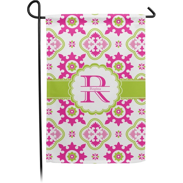 Custom Suzani Floral Small Garden Flag - Double Sided w/ Name and Initial
