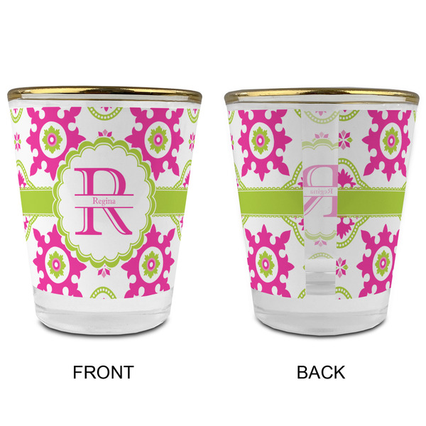 Suzani Floral Glass Shot Glass - with gold rim - APPROVAL