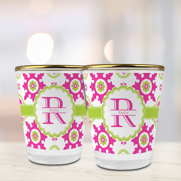 Suzani Floral Glass Shot Glass - with gold rim - LIFESTYLE