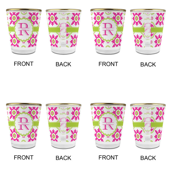 Suzani Floral Glass Shot Glass - with gold rim - Set of 4 - APPROVAL