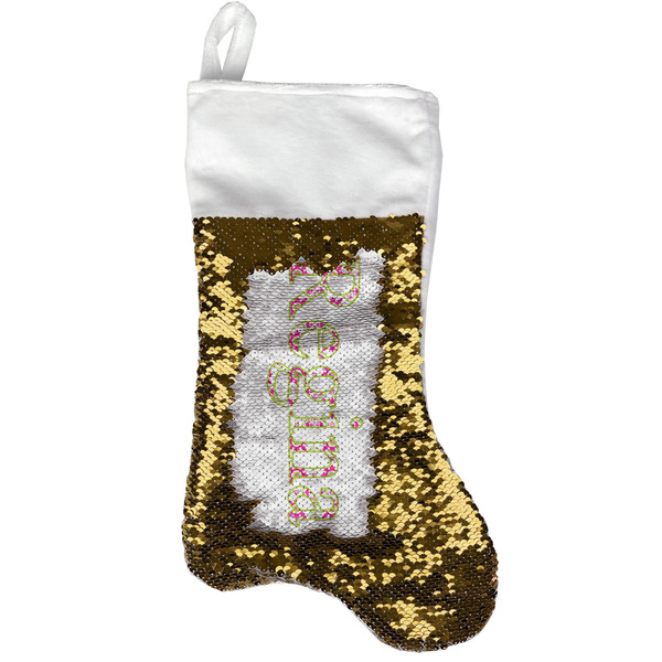 Suzani Floral Gold Sequin Stocking - Front