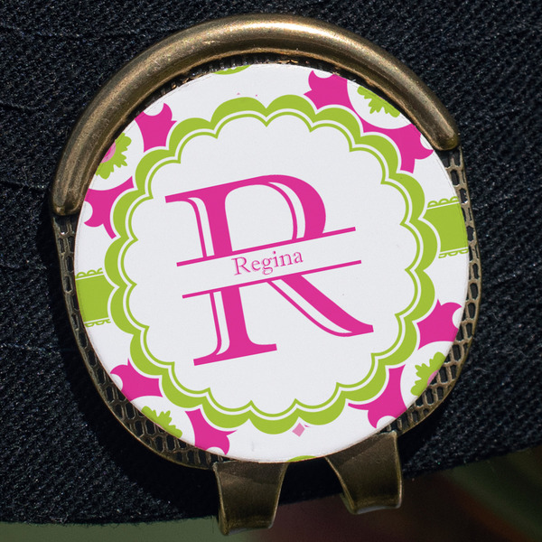 Suzani Floral Golf Ball Marker Hat Clip - Gold - Close Up