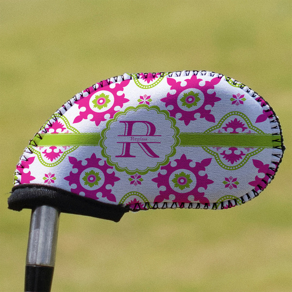 Custom Suzani Floral Golf Club Iron Cover (Personalized)
