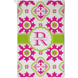 Suzani Floral Golf Towel - Poly-Cotton Blend - Small w/ Name and Initial