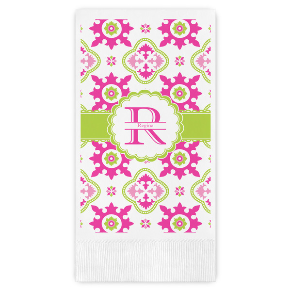 Custom Suzani Floral Guest Napkins - Full Color - Embossed Edge (Personalized)