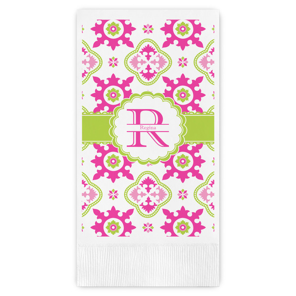 Custom Suzani Floral Guest Napkins - Full Color - Embossed Edge (Personalized)