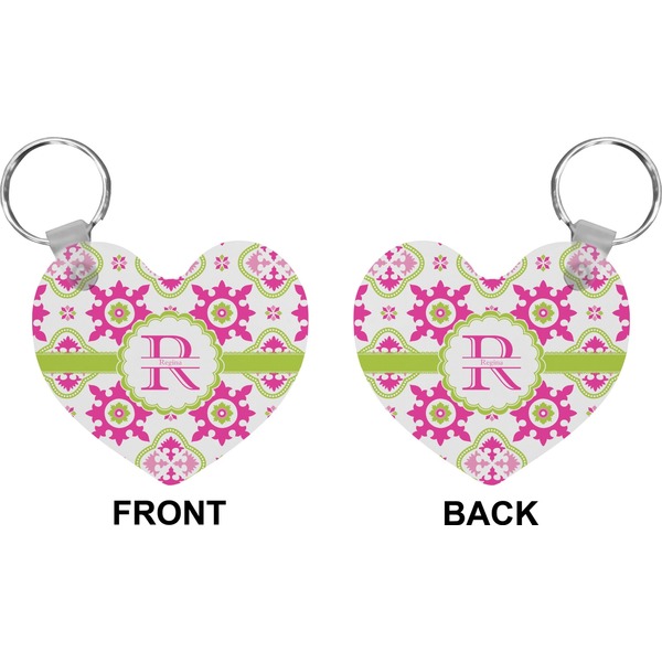 Suzani Floral Heart Keychain (Front + Back)