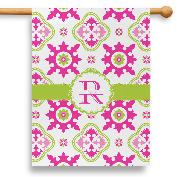 Custom Suzani Floral 28" House Flag - Double Sided (Personalized)