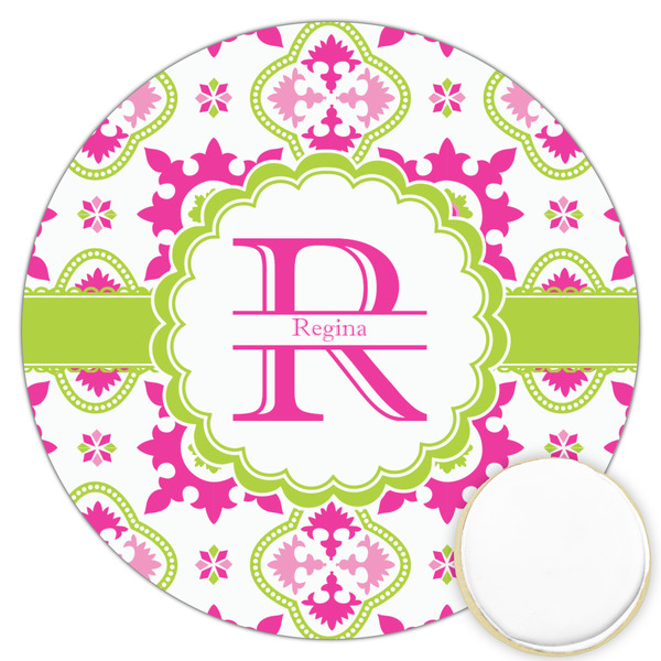 Custom Suzani Floral Printed Cookie Topper - 3.25" (Personalized)