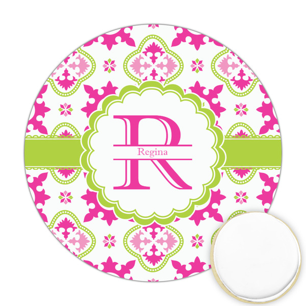 Custom Suzani Floral Printed Cookie Topper - Round (Personalized)