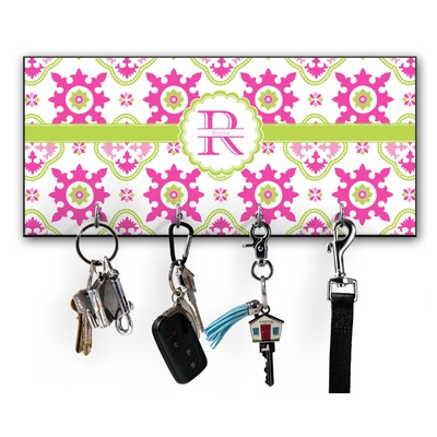 Suzani Floral Key Hanger w/ 4 Hooks w/ Name and Initial