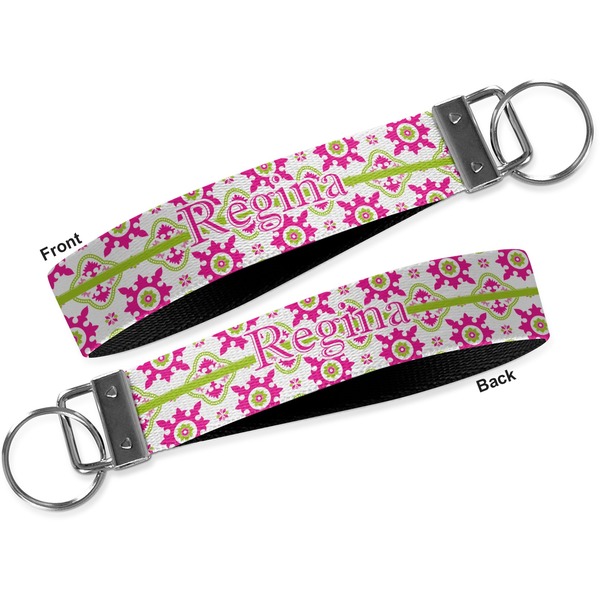 Suzani Floral Key-chain - Metal and Nylon - Front and Back
