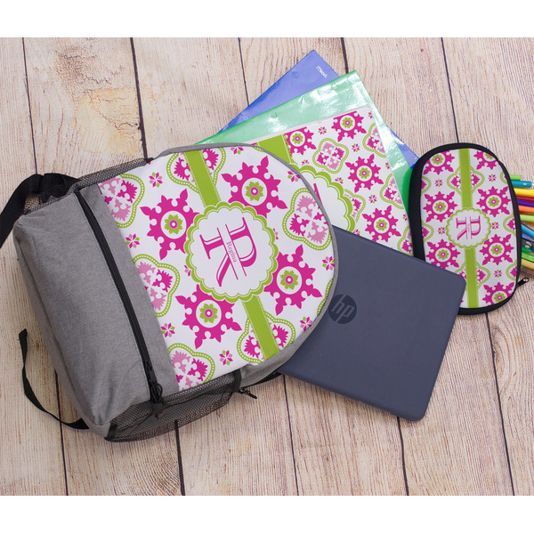 Suzani Floral Large Backpack - Gray - With Stuff