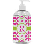 Suzani Floral Plastic Soap / Lotion Dispenser (16 oz - Large - White) (Personalized)