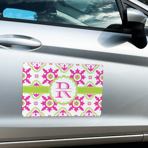 Suzani Floral Large Rectangle Car Magnets- In Context