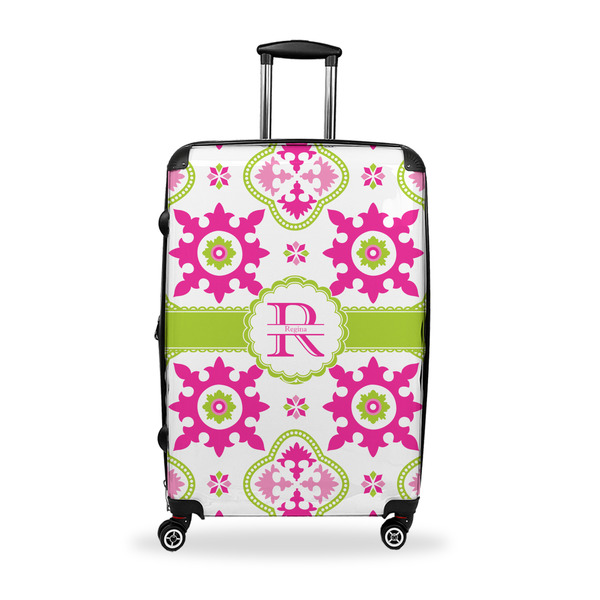 Custom Suzani Floral Suitcase - 28" Large - Checked w/ Name and Initial